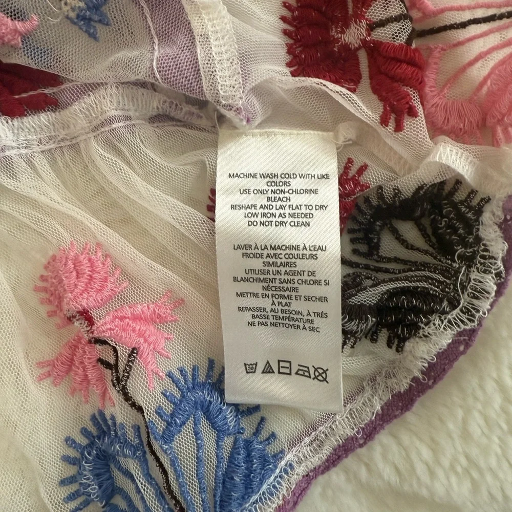 ✨ Maeve Anthropologie Cammie Embroidered Mesh Peplum Top - Sheer Floral - Size S - Picture 8 of 8